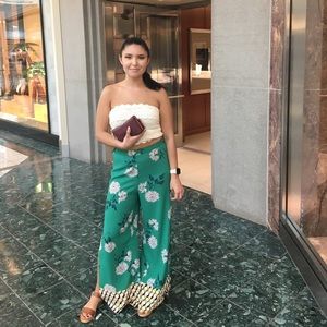 Flowy slit leg pants and matching crochet top